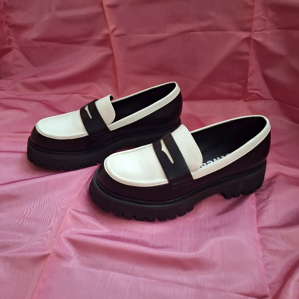 koi Black and White Chunky Loafers